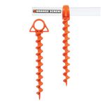 Orange Screw Ultimate Ground Anchors: Heavy Duty Screw-in Tent Stakes for High Wind, Sand, Canopies, and Camping - Made in USA, 100% Recycled, Included T-Grip Tool - (Large, 2 Pack, Orange)