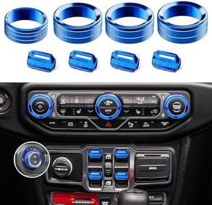 DIAMOOKY 8PCS Metal Button Knob Cover for Jeep Wrangler JL JLU 2018-2025 & Gladiator JT Accessories Window Switch Button Cover Volume Radio Air Conditioner Headlight Switch Knob Cover (Blue)