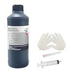 AYMSous Black Ink Refill Ink Kit Dye Ink 500ml Compatible with HP Inkjet Printers Refillable Cartridge CISS CIS System (16.9 oz) with Syringe & Glove