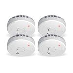 ELRO FS1801 smoke detector complies with European standard EN14604-4 pieces, pack of 4, White