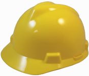 MSA V Cap Style Hard Hats with Lightweight Staz-On Suspension with Tote Bag - Yellow