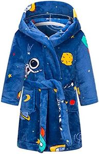 DNggAND Boys Girls Bathrobes,Toddler Boy Girl Robes,Children's Plush Soft Coral Fleece Hooded Pajamas Sleepwear for Kids Space 11-12Y