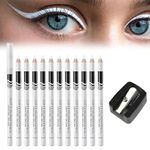 12PCS White Eyeliner Pencil Waterproof Eyeliner Pencil for Skin Marking Eyeshadow Highlighter Waterproof Long Lasting Eyeliner Pencils for Eye Makeup Long Lasting Eye Brighten