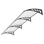 VIVOHOME Window Awning Door Canopy 102 * 305 CM Patio Porch Rain Shelter Cover Awning Polycarbonate Cover Outdoor UV Rain Snow Sunlight Protection Patio Canopy Transparent