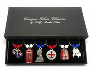 Libby's Market Place Colourful Great Britain British Wine Glass Charms with Gift Box