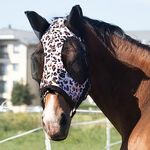 Harrison Howard Super Comfort Stretchy Fly Mask Large Eye Space with UV Protection Soft on Skin with Breathability Leopard Print