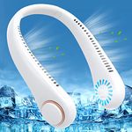 Portable Neck Fan Quiet Personal Fans around Neck 3 Speeds USB Rechargeable Fan JAYFAN Wearable Hanging BladelessNeck mini Fan Ventilateur Portatif Strong Wind Cooling Fan for Travel,Sports(White)