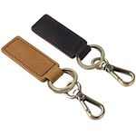 Aileder Leather Keychain Car Keyring Belt Key Holder Crazy Horse Leather Strap Valet Key Chain Key Ring Key Fob Lanyard (2PCS Brown and Dark Brown Large)