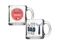 V Kraft "Best mom dad Ever Couple Matching Transparent Glass Mug Set of 2 Unique and Stylish Transparent Coffee Mug Tea Cup | Gift for Anyone On Any Occasion | 330ml