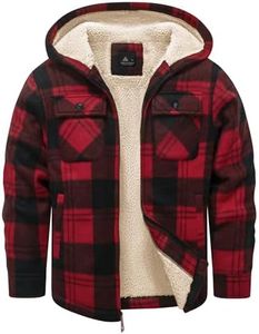 Dekomere Boys Zip Up Hoodies Fleece Plaid Jacket Kids Hooded Sweatshirts Sherpa Lined Coat
