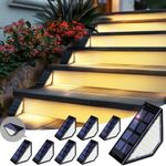 PATIOWIN Solar Step Lights for Outside,24 LEDs Solar Step Lights Outdoor Waterproof IP65,Solar Lights Outdoor Decorations for Yard, Stair, Step, Patio, Deck, Wall(6 Pack, Warm White)