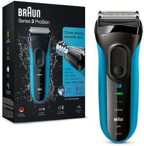 Braun Series 3 ProSkin Electric Shaver, Electric Razor for Men With Precision Head, Cordless, Wet & Dry, 2 Pin Bathroom Plug, 3010s, Black/Blue Razor