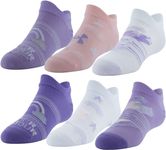 Under Armour Kids' Essential 2.0 Lightweight No Show Socks, 6-Pairs, Octane/White/Vivid Lilac, S (Pack of 6)