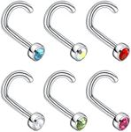 BLISI 6PCS 20g Titanium Nose Screw Studs for Women Girls Nostril Piercing Jewelry