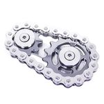 DMaos Fidget Spinner, Linkage Bicycle Chain Design 2 Gears Figity Spin Finger Games, Metal Stainless Steel Durable Mechanics with Smooth Bearings, Premium Figit Toy - Gray