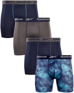 Reebok Men's Active Underwear - Performance Boxer Briefs (4 Pack), Size Medium, Blue Print/Magnet