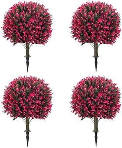 Artificial Rose Boxwood Topiary Ball Bush for Outdoor UV Resistant Simulated Greenery Tree, Garden Deck Porch Decoration Set of 2 【24inch】