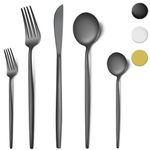 Pleafind Cutlery Set, Cutlery Set for 8 People, 40-Piece Black Matte Cutlery Set, Stainless Steel Cutlery Set, Dining Utensils with Knife, Fork, Spoon, Dishwasher Safe