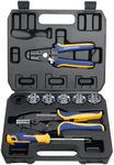 haisstronica 8PCS Crimping Tool Set - Ratchet Wire Crimping Tool for Heat Shrink,Insulated Nylon,Non-Insulated,Ferrule Wire End,Open Barrel Terminals,Solar Connectors