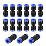 sourcing map Straight Push Connectors,8mm OD,Plastic Straight Union,Push to Connect Tube Fitting,Push Fit Lock,Blue,15pcs