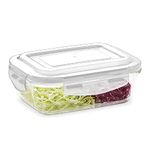 Borosil Klip N Store Glass Storage Container For Kitchen With Air-Tight Lid, Microwave & Oven Safe, Rectangular, 1520 ml, Clear