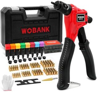 WOBANK Rivet Nut Tool Kit, 8" One Handed Rivnut Tool with 160pcs Nuts for Tight Spaces, 8 Metric & SAE Mandrels (M3, M4, M5, M6, 6-32, 8-32, 10-24, 1/4-20), Step Drill, Wrench, Gloves & Carrying Case