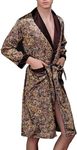 Lavenderi Mens Silky Satin Lounge Robe, Long Lightweight Sleepwear WF020-Taupe-M