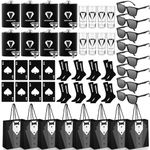 Maxcheck 48 Pcs Groomsmen Gifts Set Groomsmen Proposal Bags with 8 Tuxedo Flask 8 Shot Glasses 8 Poker Card Beer Bottle Opener 8 Sunglasses 8 Groomsmen Bags 8 Pair Socks for Wedding Party