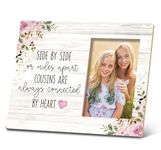 SRADMO Cousin Gifts,Cousin Gifts for Women,Cousins Picture Frame,Gifts for Cousins,Side by Side or Miles Away Cousins are Always Connect by Heart 10x8 inch Wooden Tabletop Photo Frame