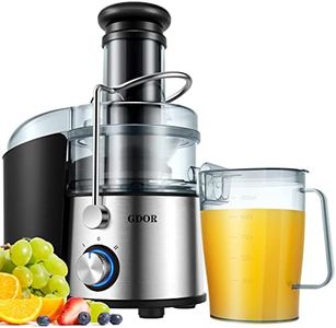 GDOR Powerful 1200W Juicer with Titanium Enhanced Cut Disc, Larger 3” Feed Chute Juicer Machines for Whole Fruits and Vegetables, Centrifugal Juicer with 40 oz. Juice Jug, BPA-Free, Easy to Clean, 3.0