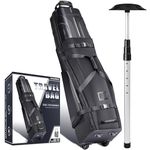 CHAMPKEY Professional Golf Travel Bags for Airlines with Password Lock - Hard Case Golf Travel Bag with Support Pole and Oversized Wheels Ideal for Protecting Golf Clubs (Gray)