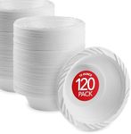 Stock Your Home (120 Pack) 12 oz Elegant White Plastic Bowls for Parties Small Disposable Bowl for Fancy Dinner or Cocktail Party, Soup and Salad, Thick and Sturdy