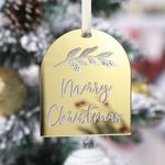 UNIQOOO 18 Pack 3.5'' Gold Mirror Acrylic Arch Christmas Ornament 2024, 3mm Extra Thick DIY Blank Christmas Bauble Tree Decoration, Stocking Name Tag, Holiday Tags, Momento