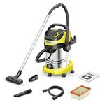 KARCHER WD 6 P S V-30/6/22/T |30 litres Stainless Steel Capacity|Power Socket|Blower Function|6 m Cable with 2.2 m Suction Hose| Efficient Cleaning Wet and Dry Vacuum Cleaner