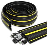 Cable Cover Floor Cable Protector, 2M Outdoor Cable Cover with 3 Cord Channels, Heavy Duty Rubber Wire Covers, Floor Cord Cover for Home Office Warehouse, Garage Extension Cord Hider, Black