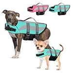 Petbank Dog Life Jacket with Reflective Stripes - Adjustable High Visibility Dog Life Vest, Riptop Dog Lifesaver Pet Life Preserver with High Flotation Swimsuit for Small Medium and Large Dogs