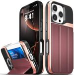 VENA vCommute for iPhone 16 Pro Wallet Case, [Military Grade Drop Protection] Flip Leather Cover Slot Card Holder with Kickstand - Red