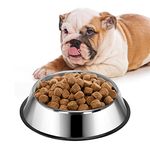 Nobleza Stainless Steel Dog Bowls Medium -500 ml, 21.5 cm/ 8.5 in Diameter Dog Bowl Medium Dog Water Bowl Dog Food Bowl Dog Feeding Bowl Pet Bowl for Dogs Cats Pet Water Bowl with Non Slip Rubber Base