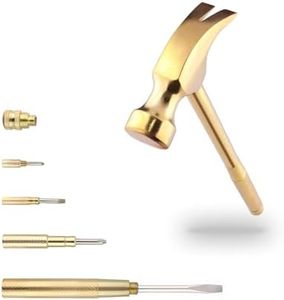 Multifunction Hammer 6 in 1 with Slotted/Flat Head Phillips Screwdriver Claw Hammer Manual, Portable Metal Mini Tool Hammer (Gold)