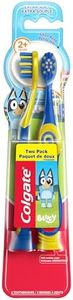 Colgate Bluey Extra Soft Toothbrush for Kids, Kids Toothbrush Pack with Built in Suction Cup Toothbrush Holder, Designed for Children Ages 2 and Up, Extra Soft Bristles, 2 Count (Pack of 1)