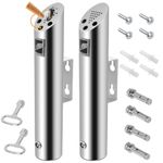 2 Pcs Wall Mounted Ashtray Outdoor Cigarette Butt Receptacle, Stainless Steel Cylinder Cigarette Butt Disposal for Outside, Commercial Office,Restaurants, Bars, Convenience Stores