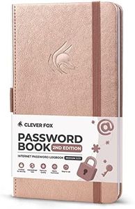 Clever Fox Password Book 2nd Edition – Hardcover Password Keeper with Alphabetical Tabs – Internet Address Notebook & Login Details Organizer Journal – 4.1x7.6” (Rose Gold)