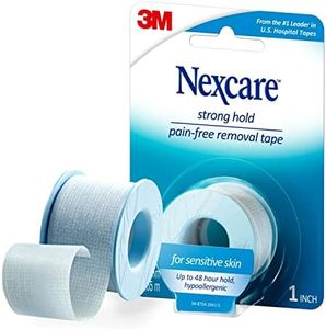 Nexcare Strong Hold Pain-Free Removal Tape, Silicone Adhesive, Secures Dressing and Lifts Away Cleanly - 1 In x 4 Yds, 1 Roll of Tape