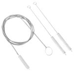 2pcs Straw Brushes & a Single-Head Spring Brush, Flexible Long Pipe Drain Cleaning Tool with Elastic Stainless Steel Reliable Sink Tube Cleaner for Car Sunroofs Refrigerator Drains Filtration Systems