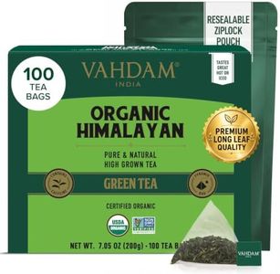 VAHDAM, Organic Himalayan Green Tea (100 Count) High Grown, Non GMO, Gluten Free, Low Caffeine | Earthy & Smooth | Resealable & Plant-Based Pyramid Tea Bags