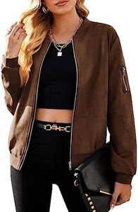 Zeagoo Womens Suede Jacket Zipper Short Moto Biker Coat, A_coffee, Large