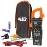 Digital Clamp Meter AC/DC Auto-Ranging 600 Amp Measures Voltage, Resistance, Temp, More Klein Tools CL800, Black/Orange