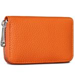 GADIEMKENSD Credit Card Holder RFID Blocking Genuine Leather Mini Credit Card Wallet Purse with Zipper Womens Small id Compact Slim Accordion Wallets Blocked Zip Case for Women Men (Orange Yellow)