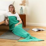 Bunnikins & Clover Mermaid Tail Blanket, Adults Mermaid Blanket Soft Comfy Crochet All Seasons Sleeping Blanket for Adults, Mermaid Gift for Women, 32"x71"