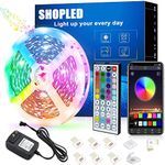 SHOPLED 16.4ft Room Decor LED Lights, LED Lights Strip for Bedroom Music Sync, App Controlled Bluetooth RGB LED Light Strips,LED Strip Lights for Room Decor, Bedroom Decor, Christmas Party Home Decor